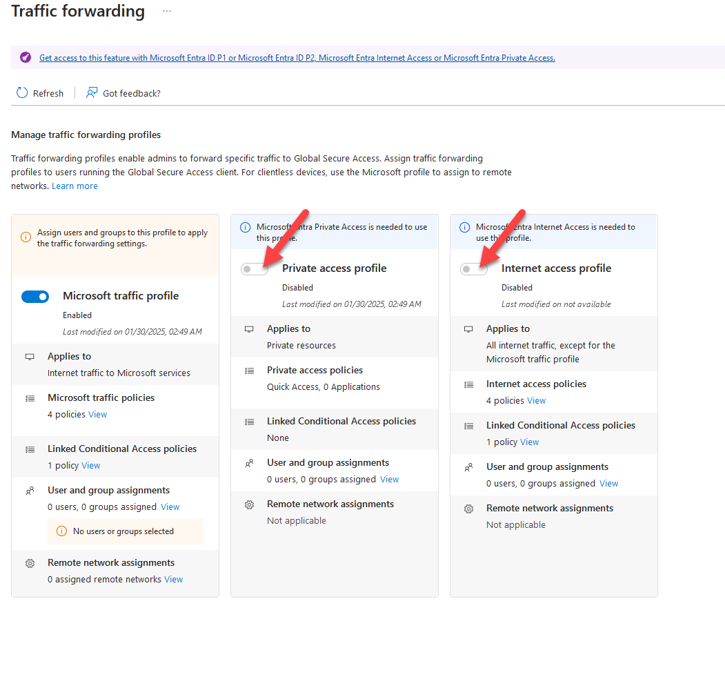 Private Access Traffic forwarding